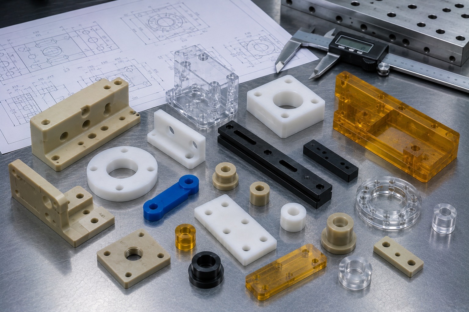 Custom machined plastic parts made from customer drawings and specifications