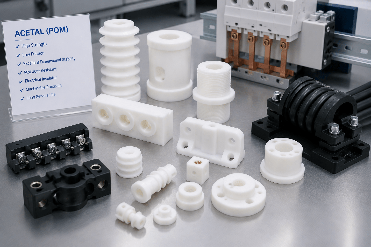 Acetal POM energy industry applications including insulators bushings and connector parts
