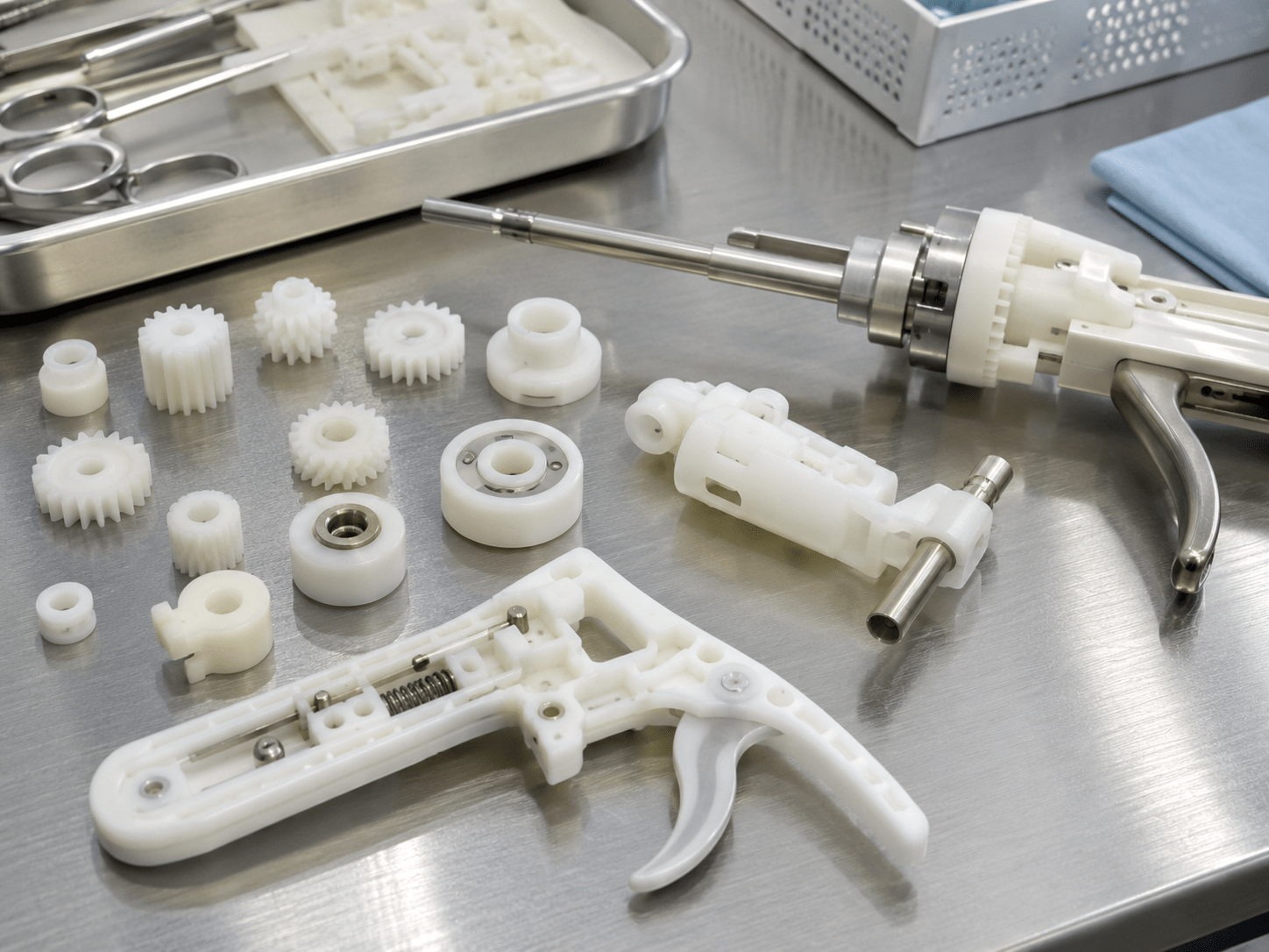 Acetal POM for medical components including gears rollers and instrument handle parts
