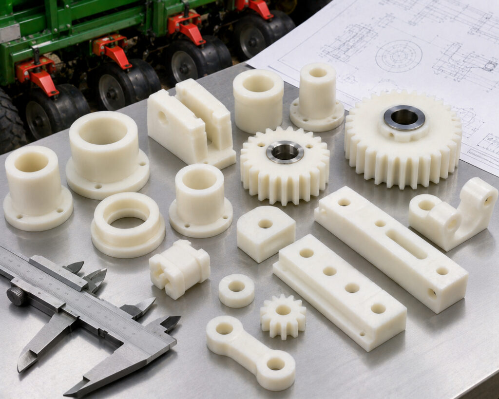 Machined acetal POM farm equipment bushings rollers and seed metering gear parts