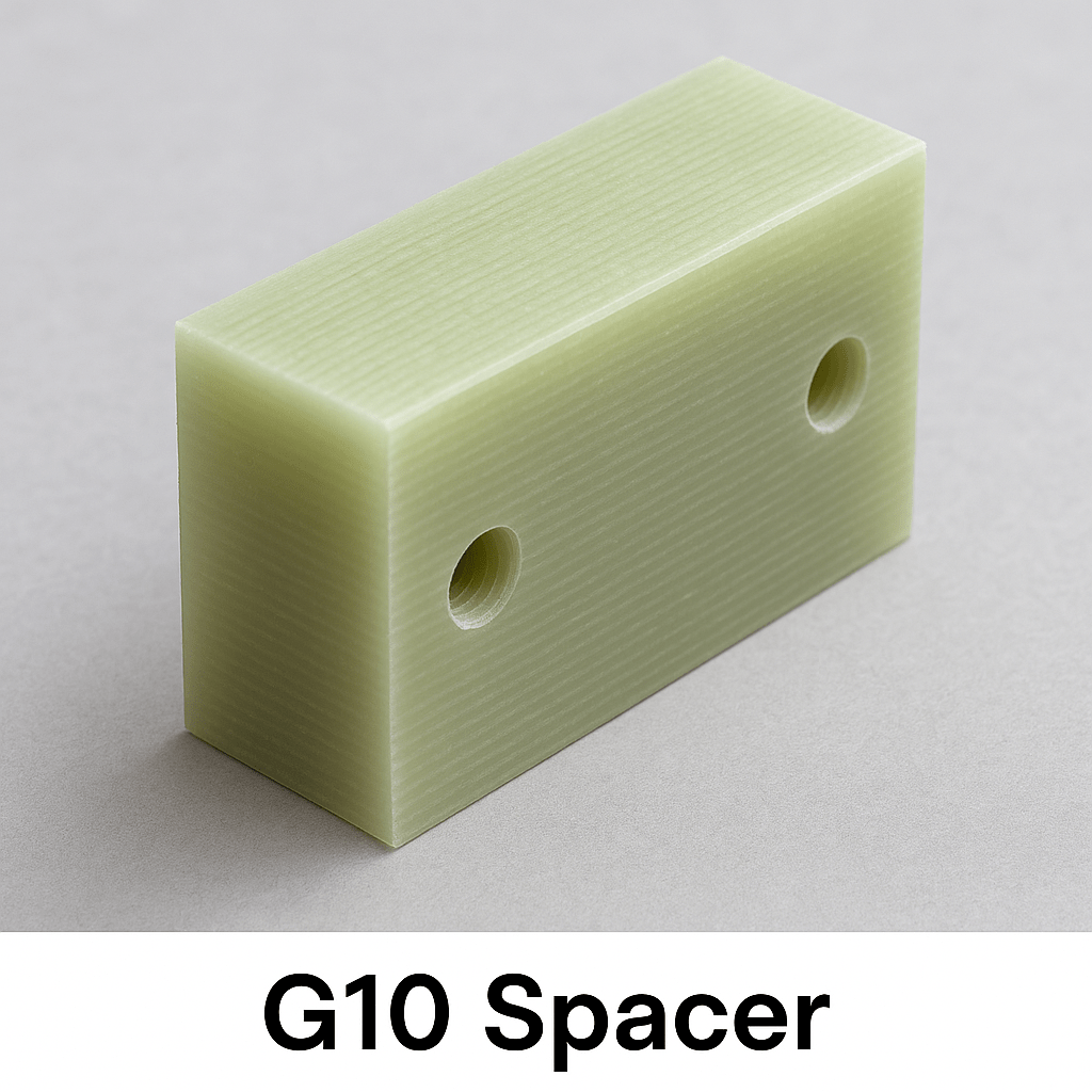 G10 glass-epoxy spacer for dielectric support in cryogenic fusion assemblies