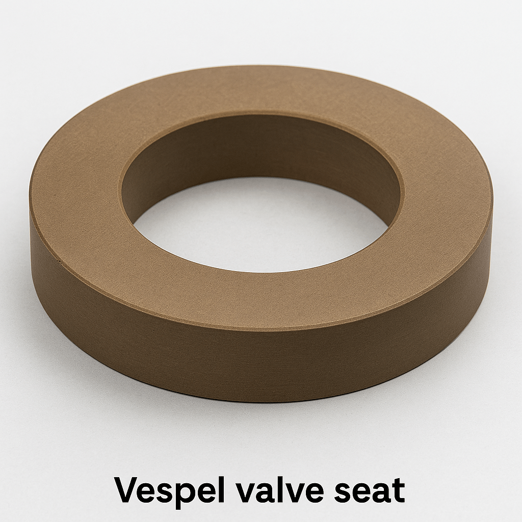 Vespel polyimide valve seat component for high-temperature fusion service