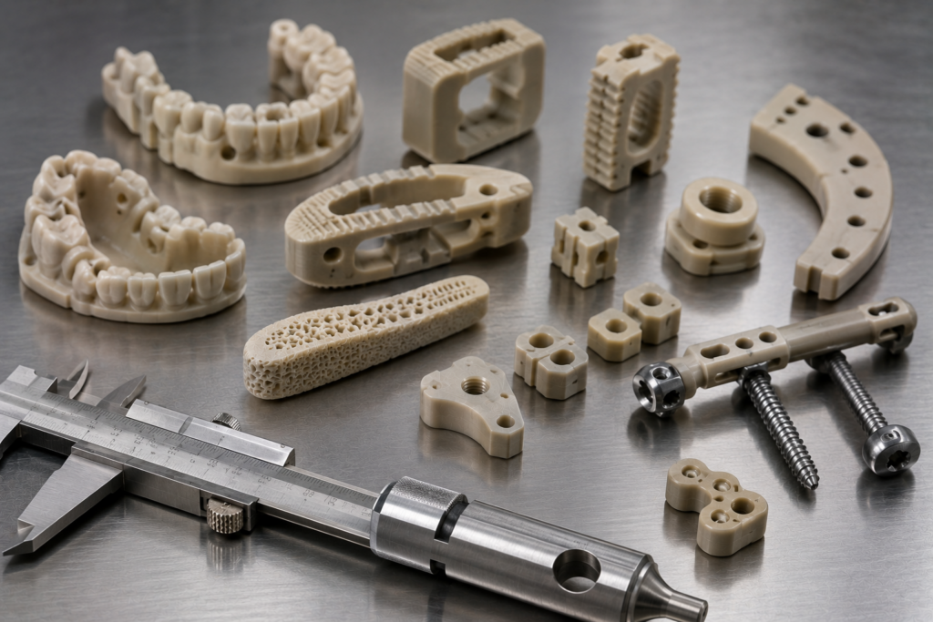 Medical-grade PEEK orthopedic and dental components with precision implant-style geometries