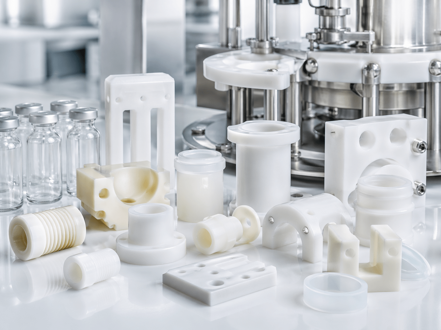 Pharmaceutical plastic components for demanding process environments