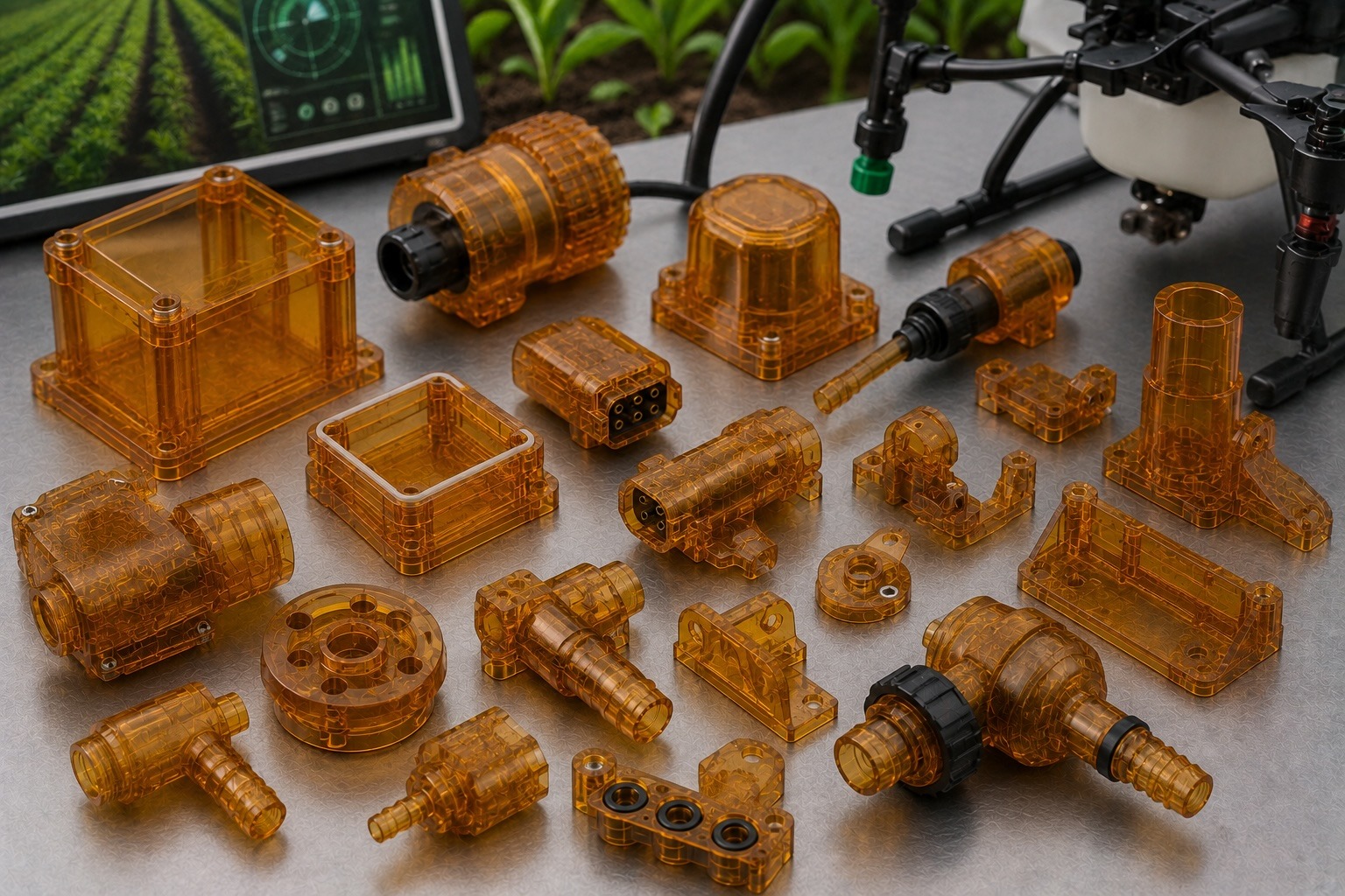 ultem-agriculture-components-smart-farming ULTEM agriculture components including sensor housings connectors and smart farming equipment parts