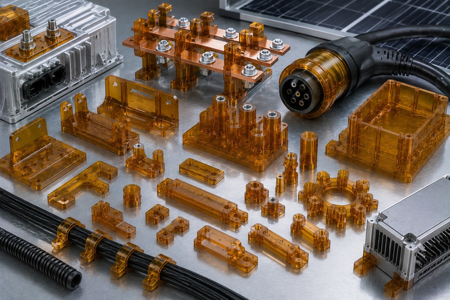 ultem-alternative-energy-components ULTEM alternative energy components including battery insulators EV charging parts and power electronics supports