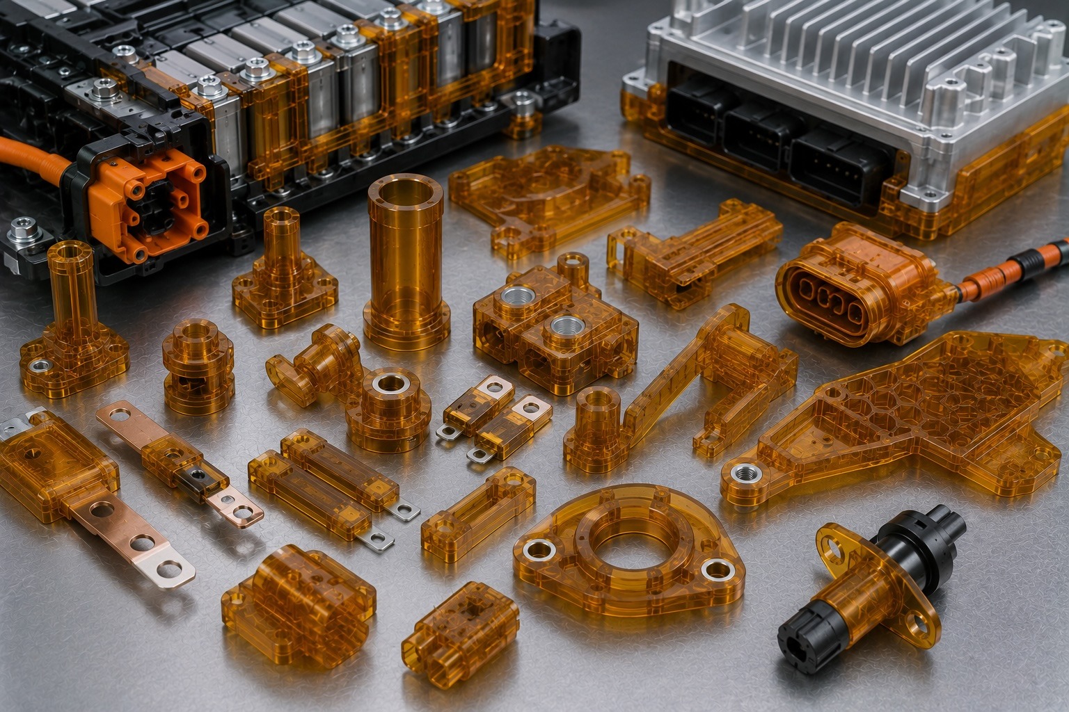 ultem-automotive-components-ev-parts ULTEM automotive components including EV battery insulators connectors and sensor housings
