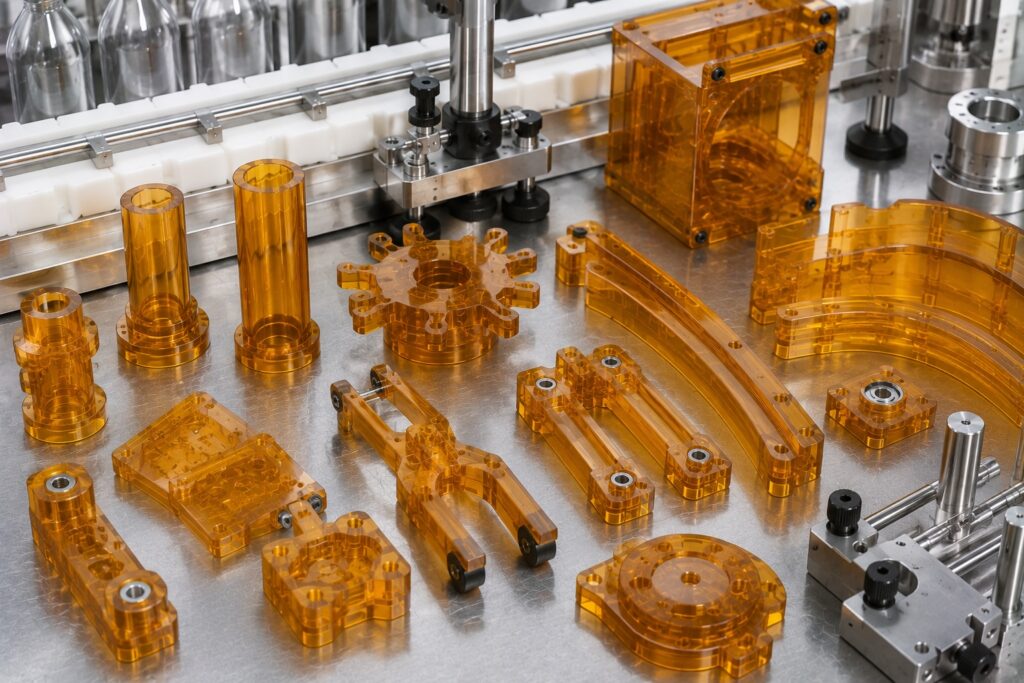 ULTEM beverage filling and packaging machinery parts with precision features
