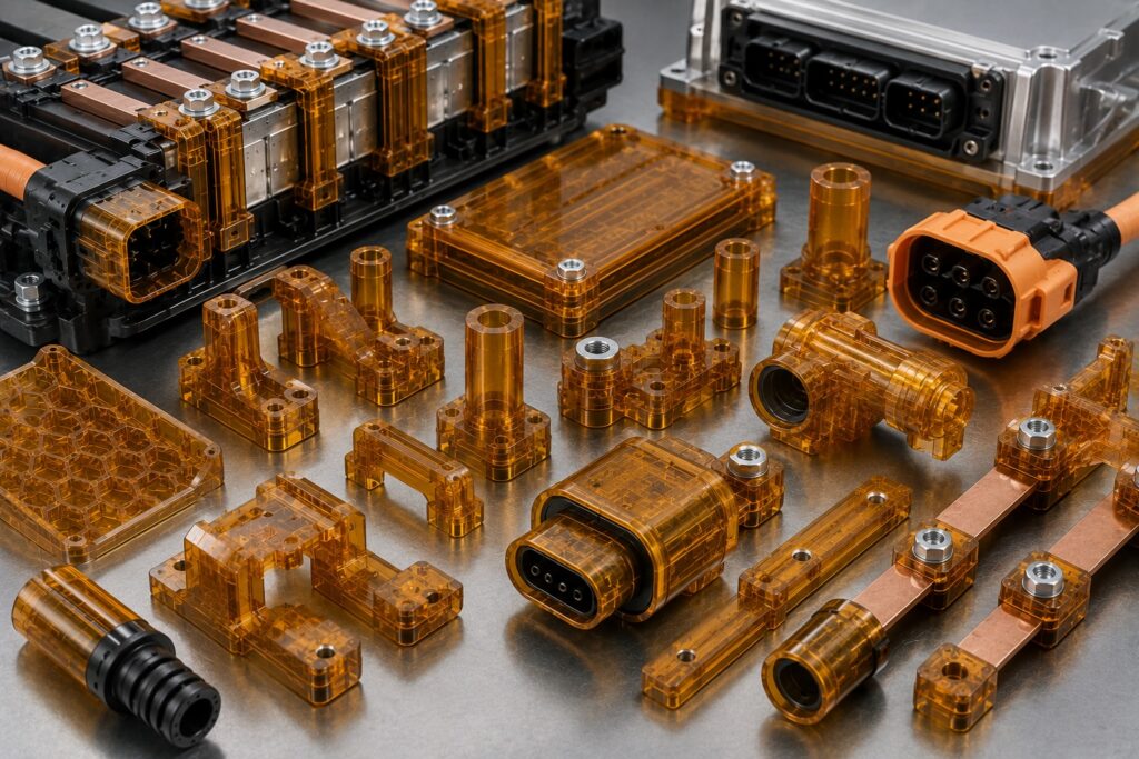 ULTEM EV battery insulation busbar supports and charging connector parts