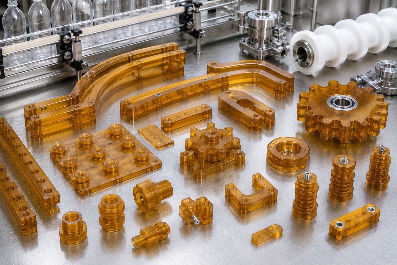 ULTEM food beverage components for processing equipment filling systems and packaging machinery
